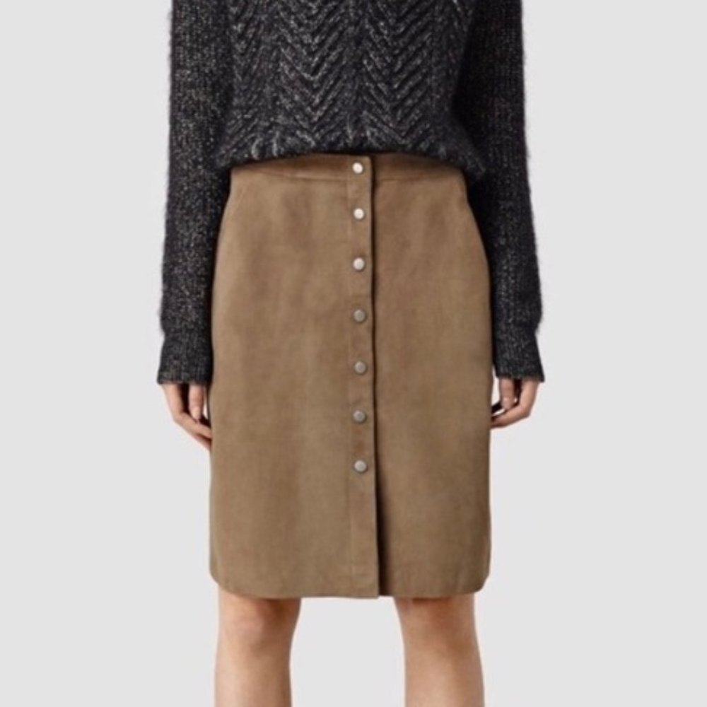 AllSaints Emme Suede Skirt